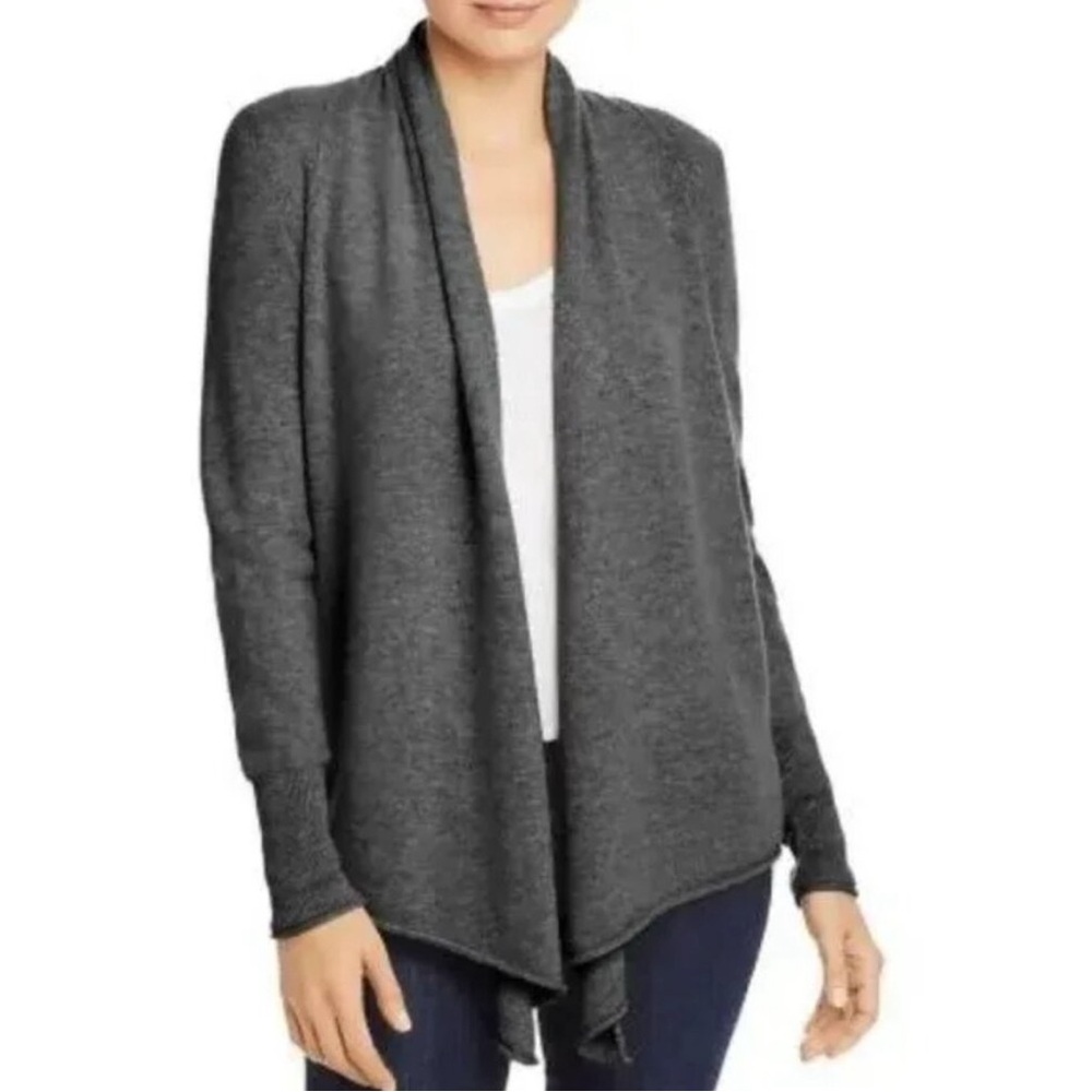 Aqua Charcoal Open Front Cardigan 100% Cashmere
